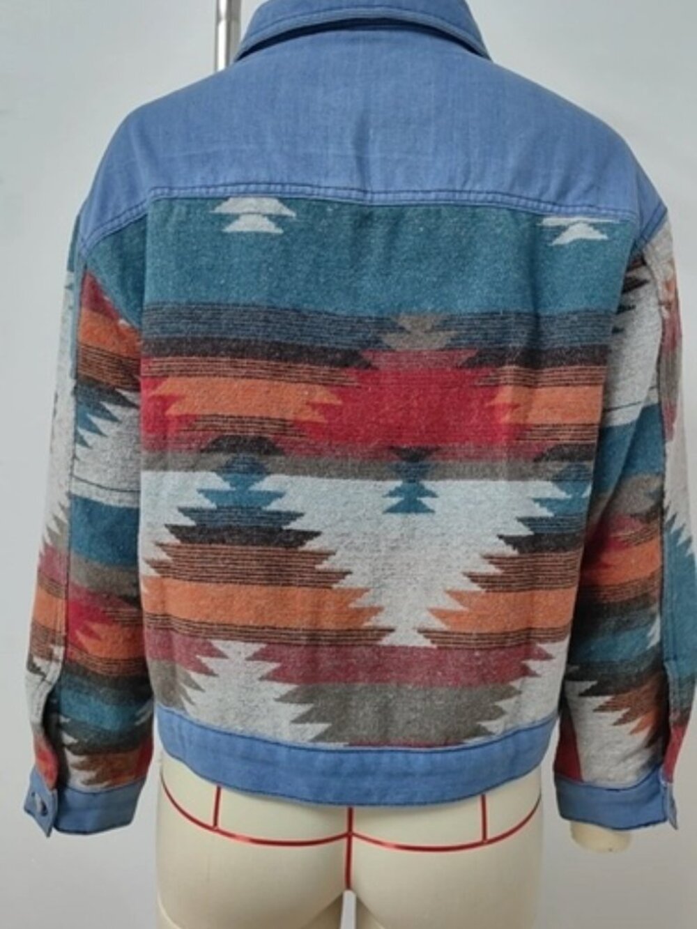 Aztec Patchwork Cropped Denim Jacket - Picture 6 of 6
